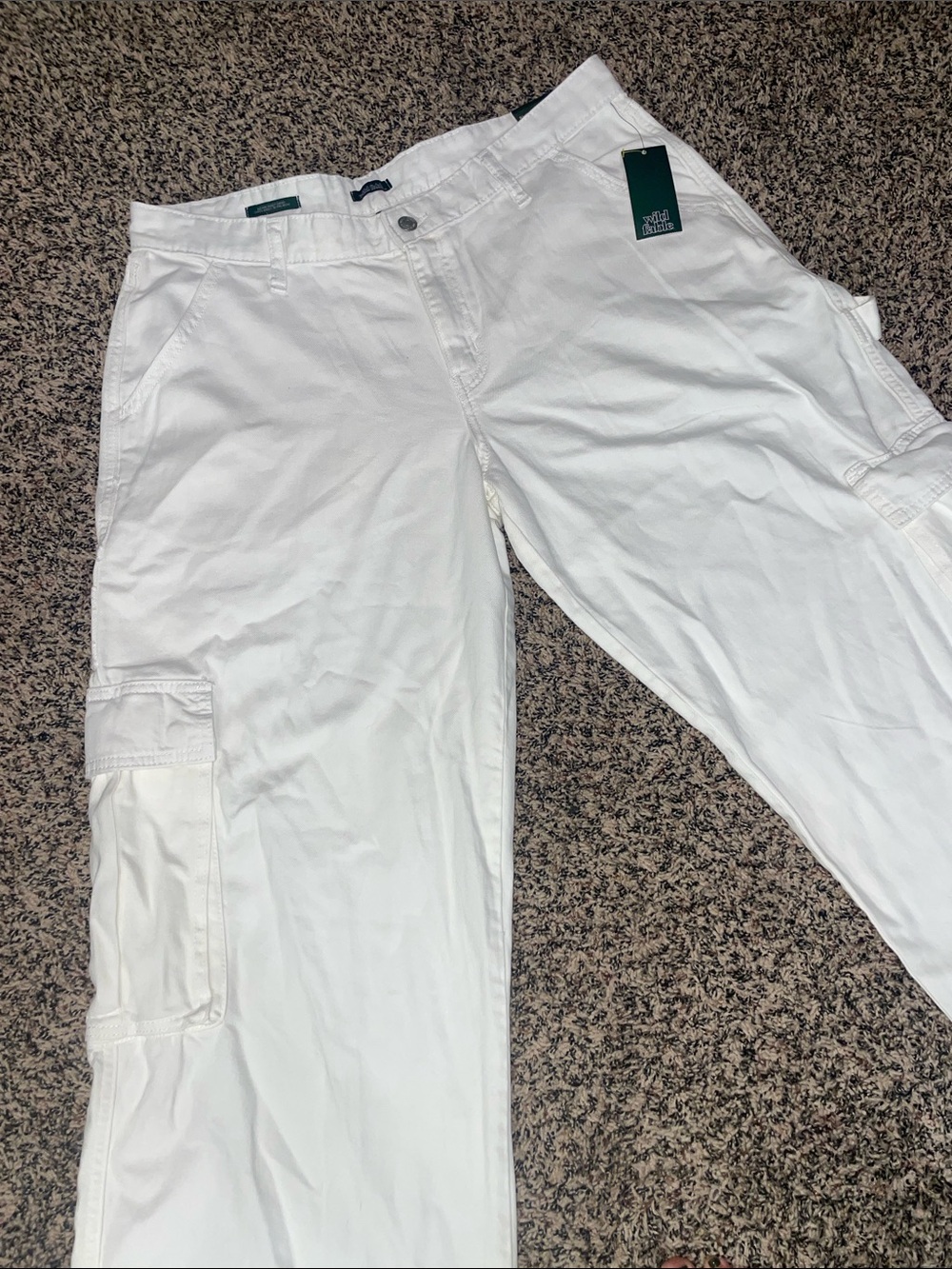 Wild Fable White Baggy Cargo Wide Leg Mid Rise Trousers Size 14 NWT - Picture 2 of 9